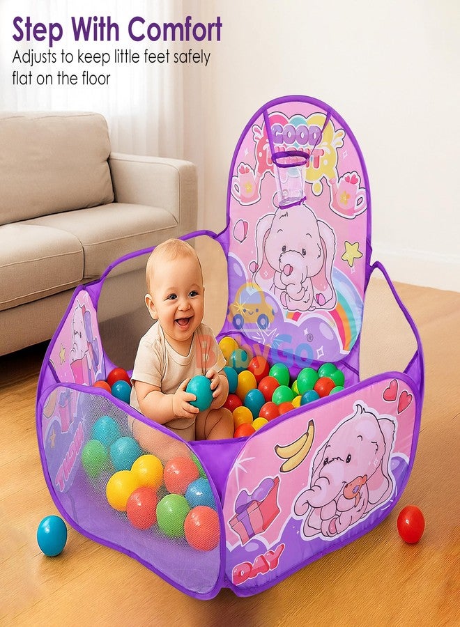 بيبي جو حوض كرات كرة السلة على شكل فيل من بيبي جو للأطفال، خيمة لعب للأطفال من عمر سنتين فما فوق، حوض كرات للأطفال، واسع، خفيف الوزن، محمول وسهل التركيب (بدون كرات) - Image 2